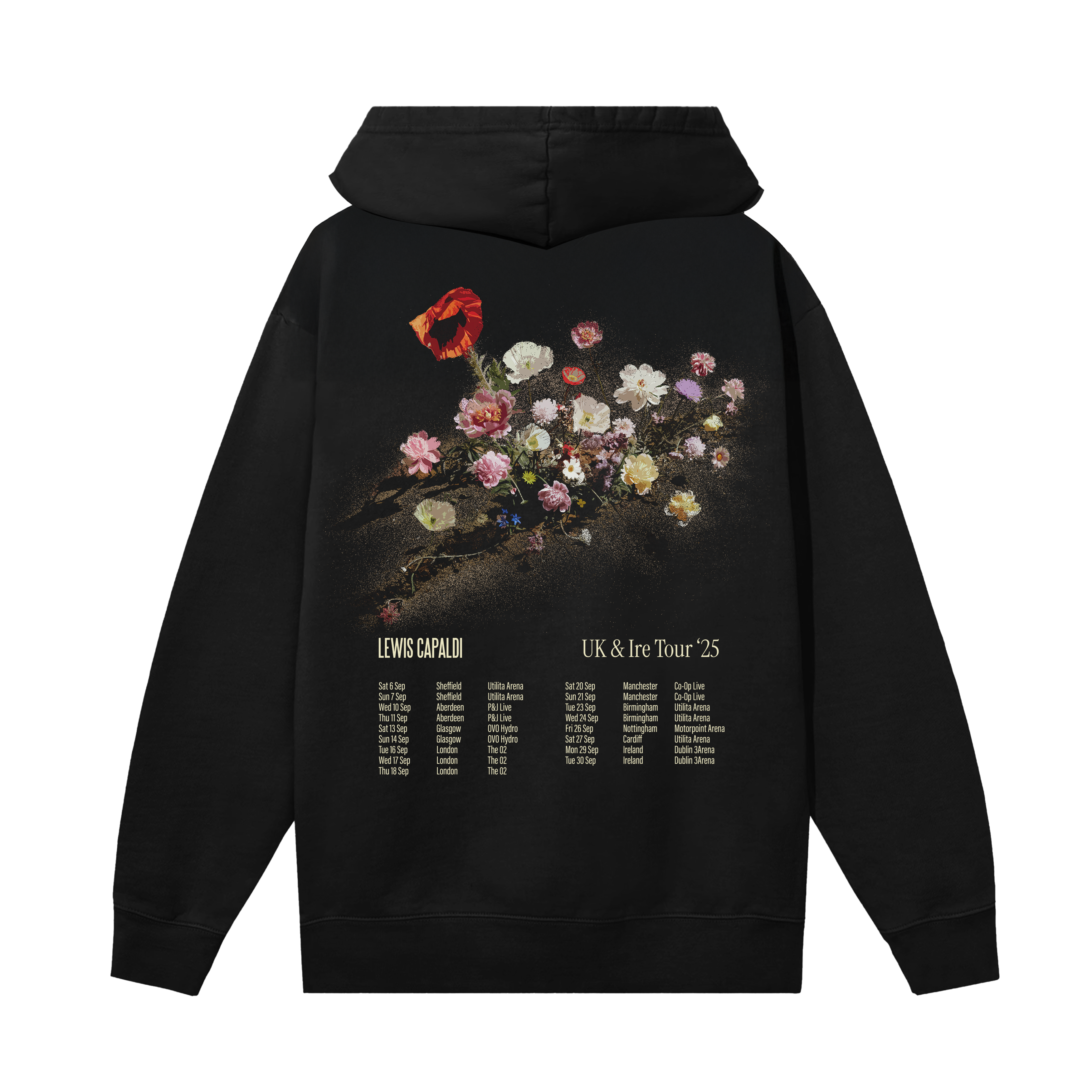 Black Flowers Dateback Hoodie
