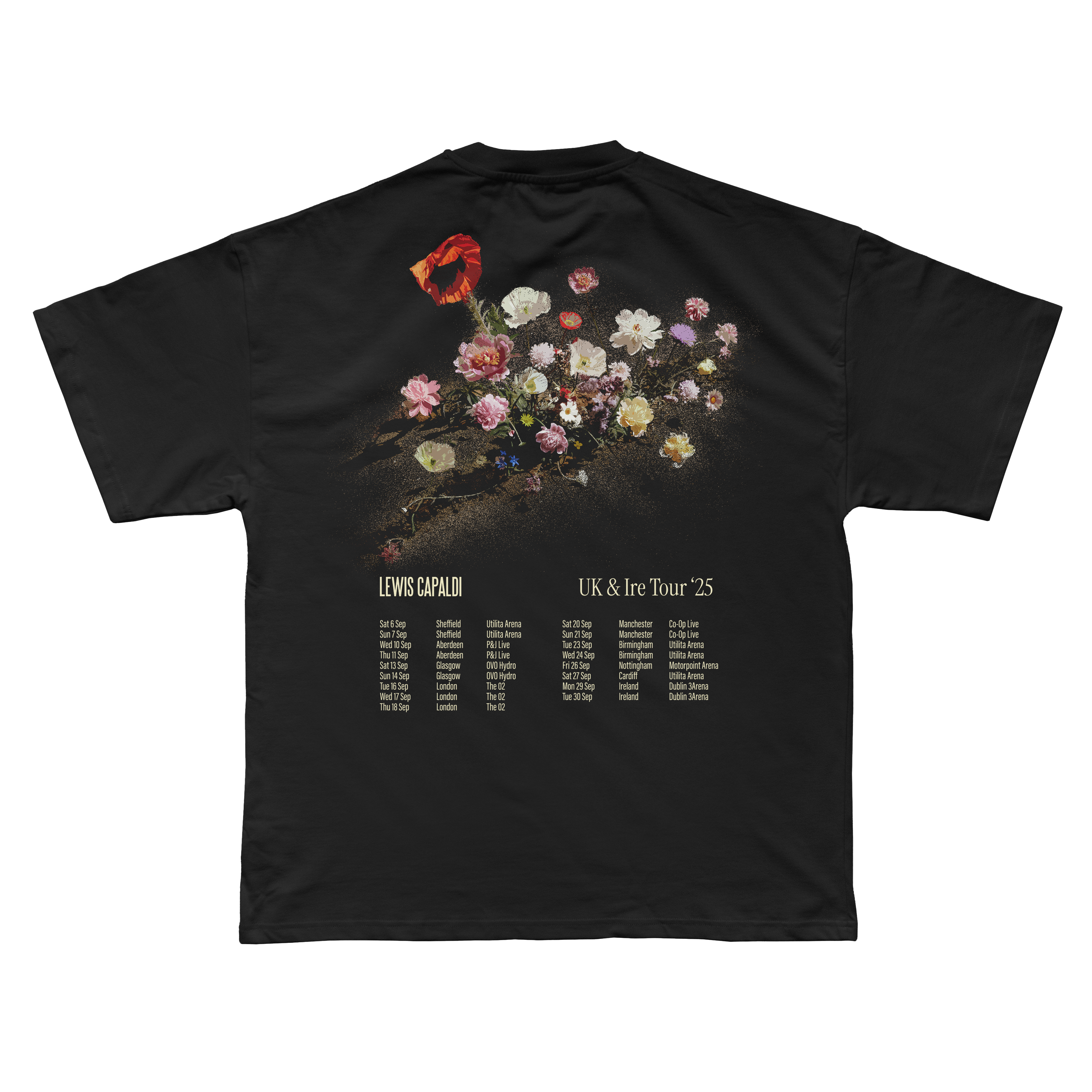Black Flowers Dateback Tee